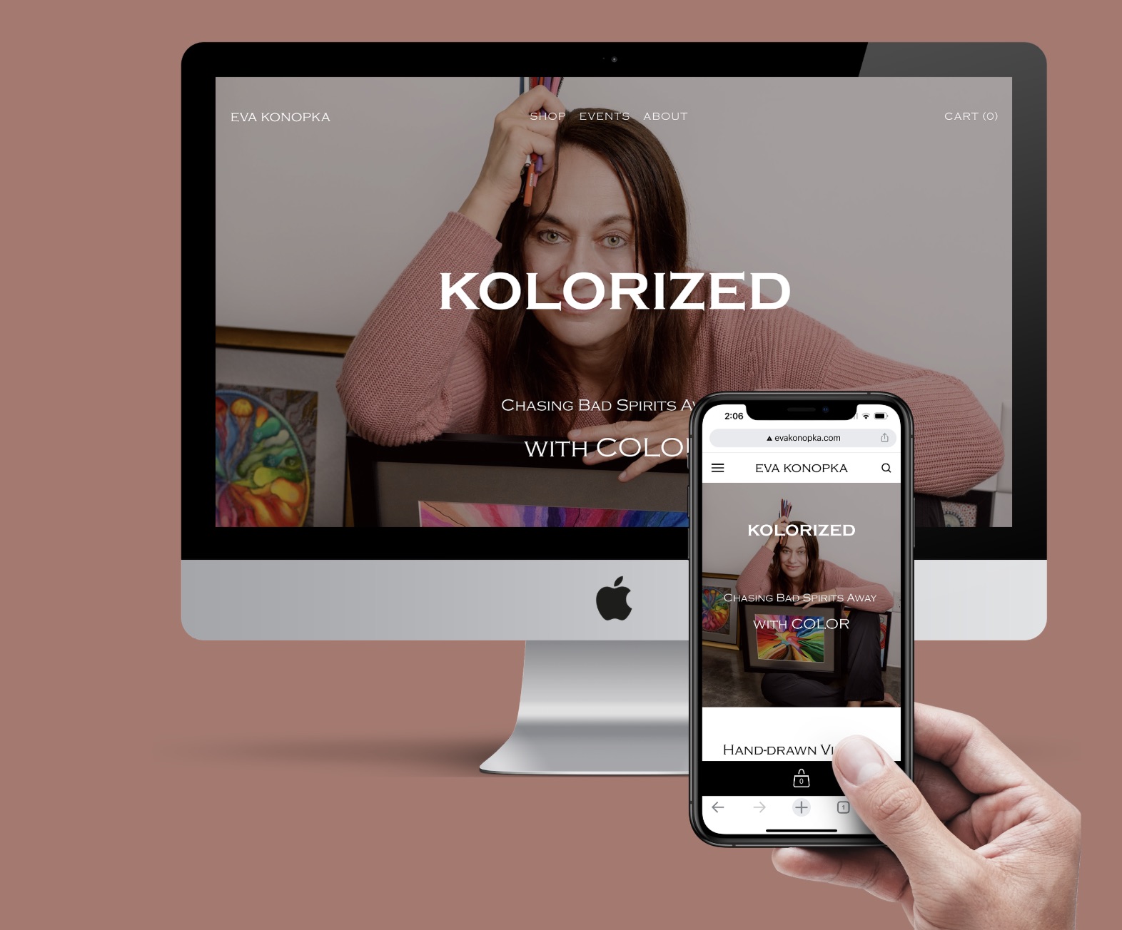Responsive site mockup showing desktop and mobile views