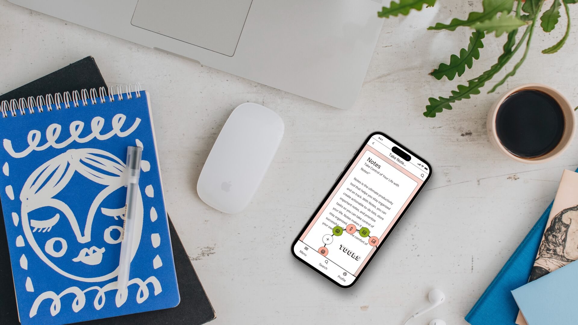 ProcrastiGreat app displayed on a smartphone in a lifestyle context